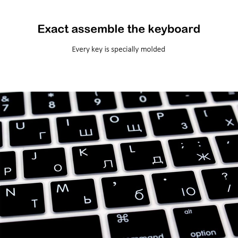 ProElife Ultra Thin Russian Keyboard Cover Skin for MacBook Pro 13 Inch 2022 2021 2020 (Apple M2 Chip/Apple M1 Chip A2338/A2289/A2251) and 2019 MacBook Pro 16 Inch (Model A2141) Protector (Black) - Image 5
